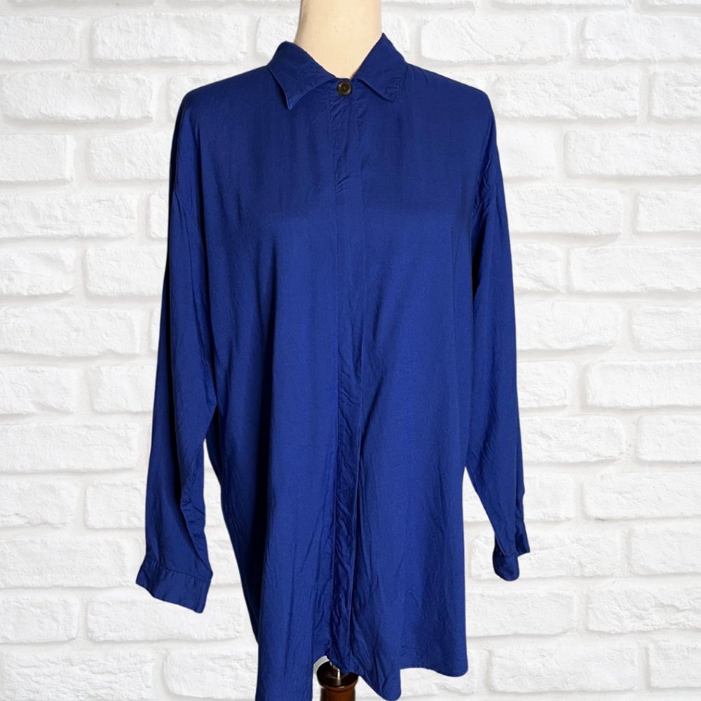 1990's Vintage GAP Royal Blue Long Sleeve Button Down Collared Shirt Oversized L